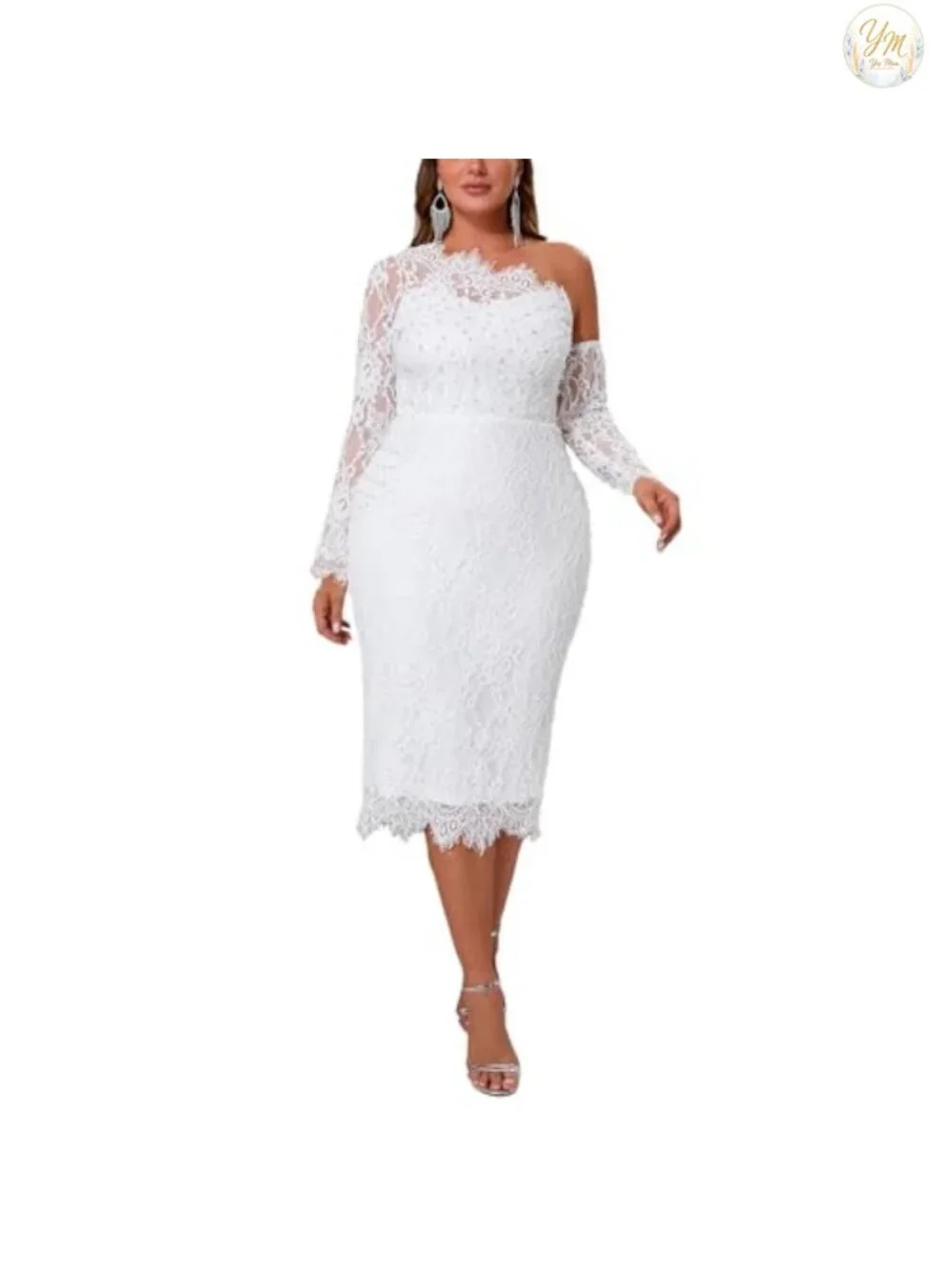 Elegant Floral Lace Patchwork Long Sleeve Bodycon Evening Gown Party Dress